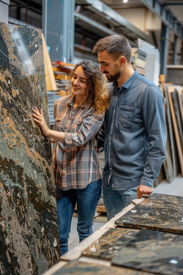 Representacion de granito de alta calidad con brillo y textura robusta apto para construcciones destacadas